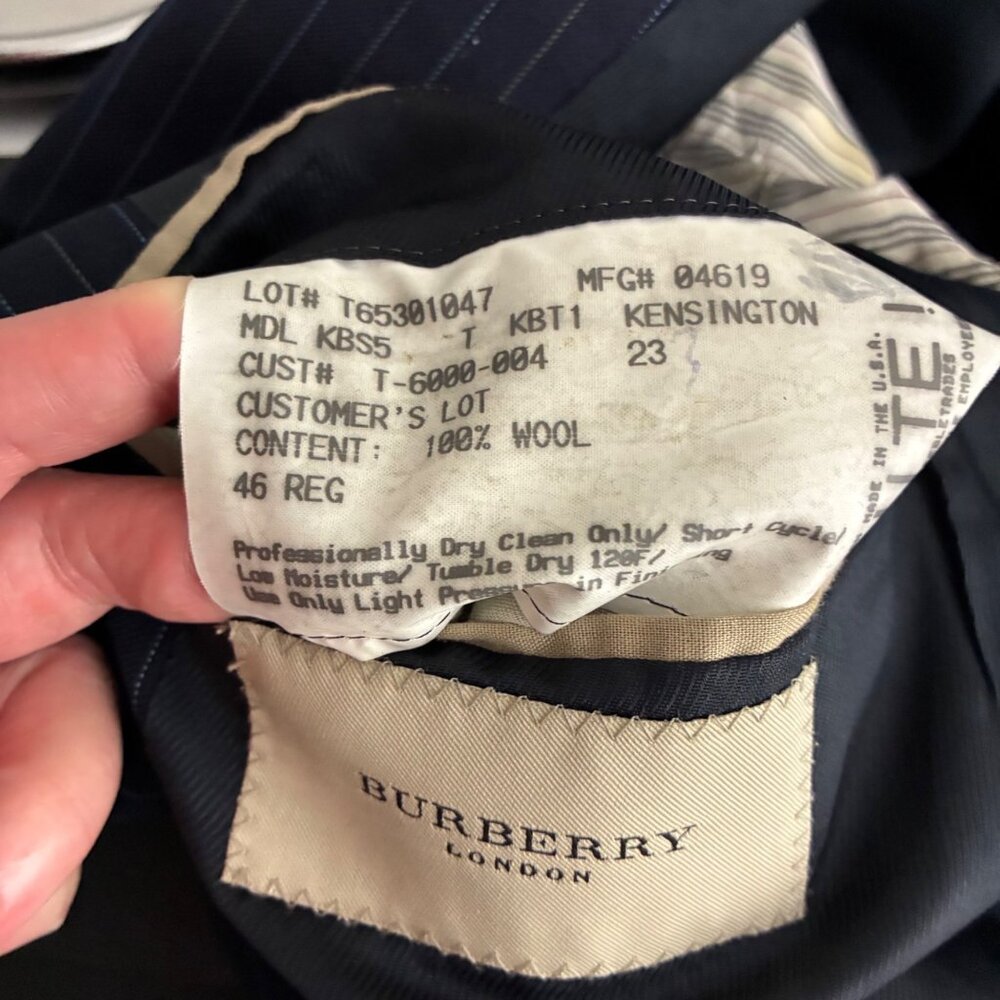 VTG Burberry Nordstrom Wool Pinstripe Kensington Blazer Union Size 46 Reg Retro - Picture 8 of 14